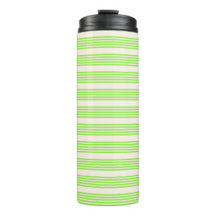 Lime green and beige five stripes pattern thermal tumbler