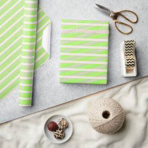Lime green and beige five stripes pattern wrapping paper