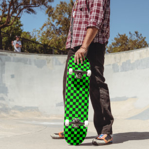 Lime Green and Black Checkered Skateboard