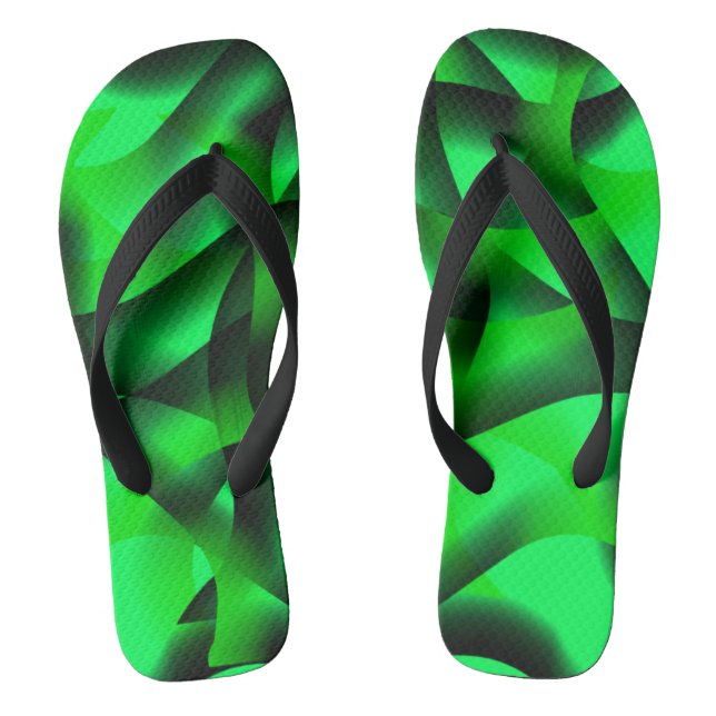 Lime green and black curling, with shadow? flip flops (Footbed)
