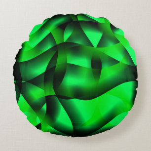 Lime green and black curling, with shadow? round pillow