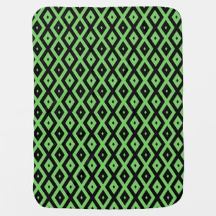 Lime green and black diamond pattern baby blanket