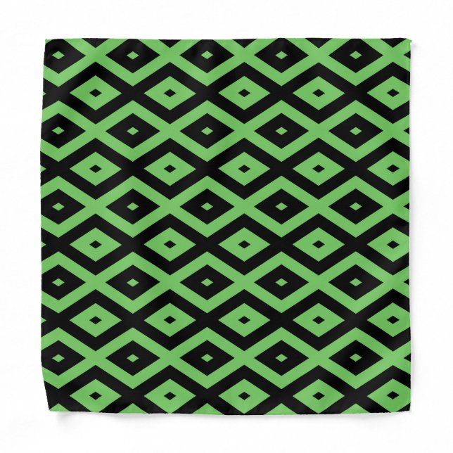Lime green and black diamond pattern bandana (Front)