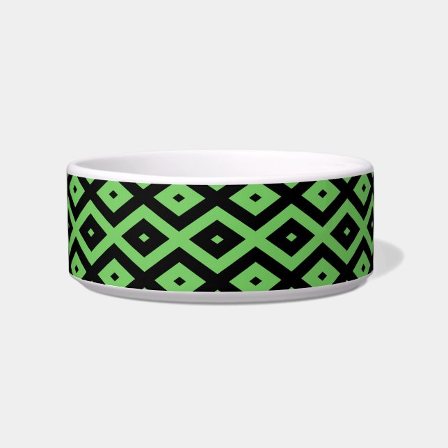 Lime green and black diamond pattern bowl (Front)