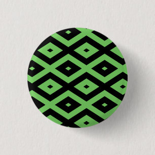 Lime green and black diamond pattern button
