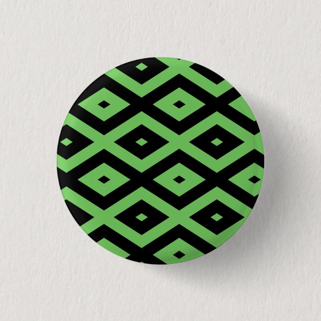 Lime green and black diamond pattern button (Front)