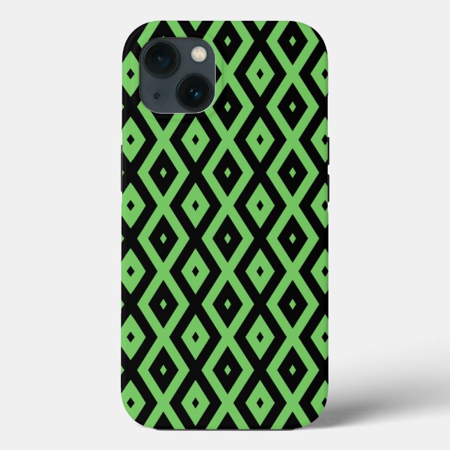 Lime green and black diamond pattern Case-Mate iPh iPhone Case (Back)