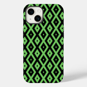 Lime green and black diamond pattern Case-Mate iPhone 14 case