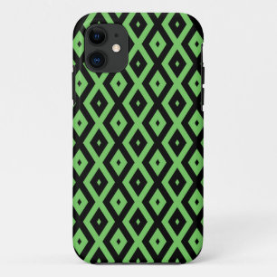 Lime green and black diamond pattern iPhone 11 case