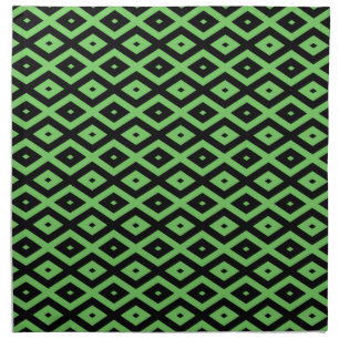 Lime green and black diamond pattern cloth napkin