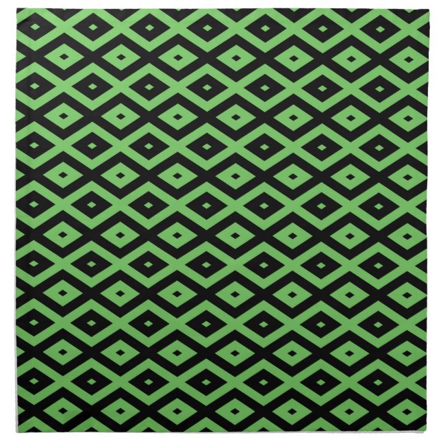 Lime green and black diamond pattern cloth napkin (Front)