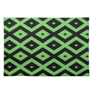 Lime green and black diamond pattern cloth placemat