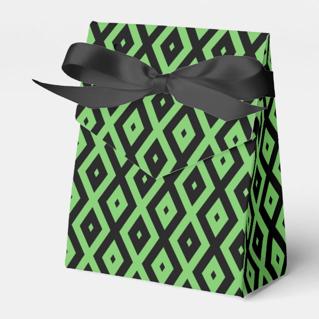 Lime green and black diamond pattern favor boxes (Front Side)