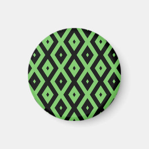 Lime green and black diamond pattern magnet