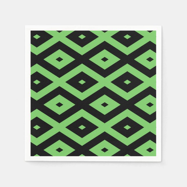 Lime green and black diamond pattern napkins (Front)