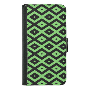 Lime green and black diamond pattern samsung galaxy s5 wallet case