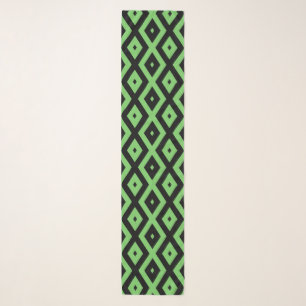 Lime green and black diamond pattern scarf