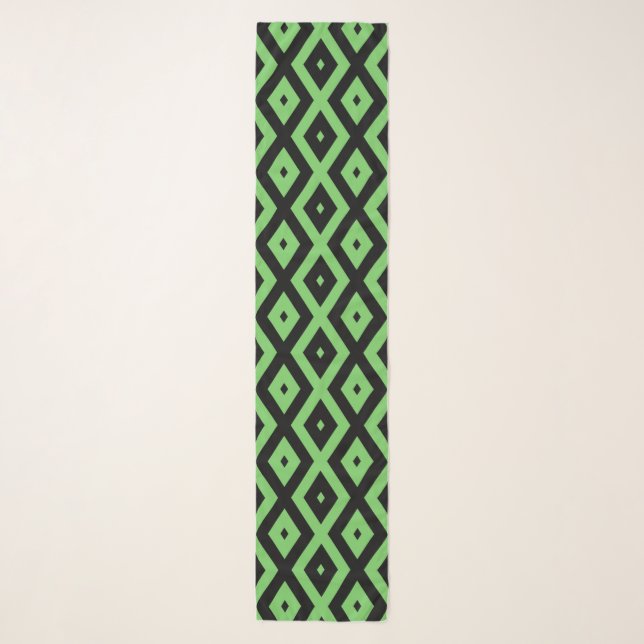 Lime green and black diamond pattern scarf (Front)