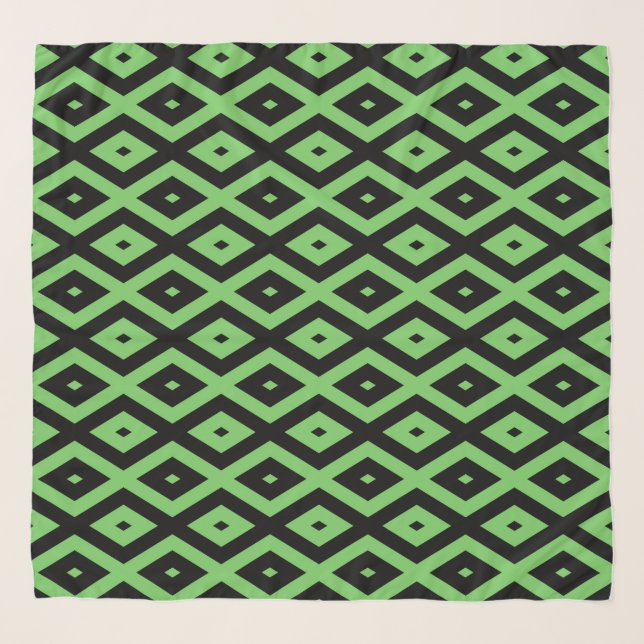 Lime green and black diamond pattern scarf (Front (Horizontal))