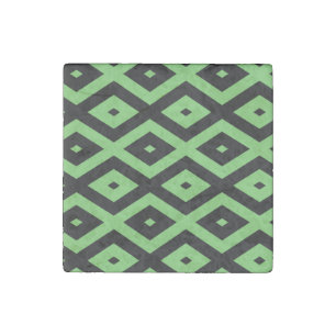 Lime green and black diamond pattern stone magnet