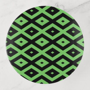 Lime green and black diamond pattern trinket tray