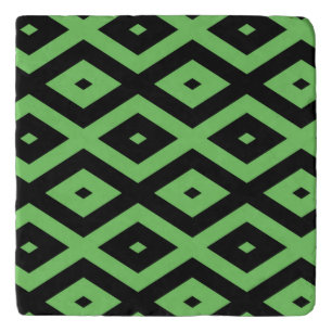 Lime green and black diamond pattern trivet