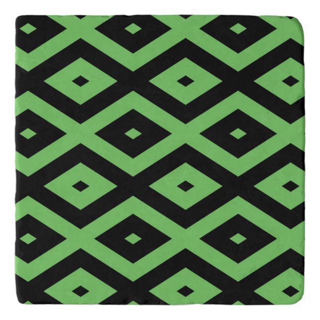 Lime green and black diamond pattern trivet (Front)