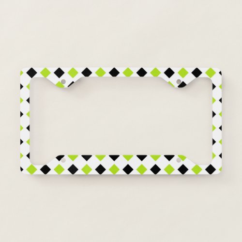 Lime Green and Black Diamonds License Plate Frame