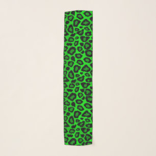 Lime Green and Black Leopard Print Scarf