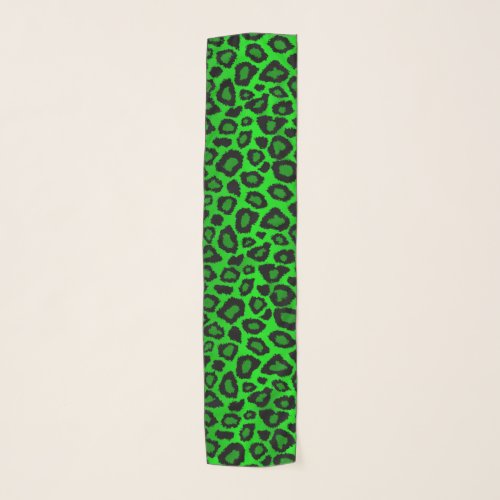 Lime Green and Black Leopard Print  Scarf