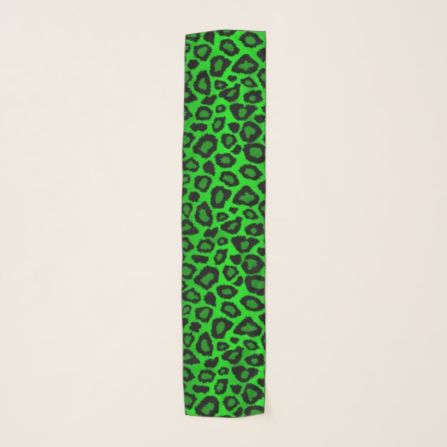 Lime Green and Black Leopard Print  Scarf (Front)