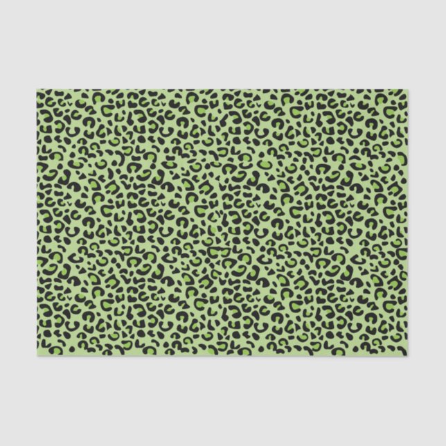Lime Green and Black Leopard Print Tissue Paper (Front)