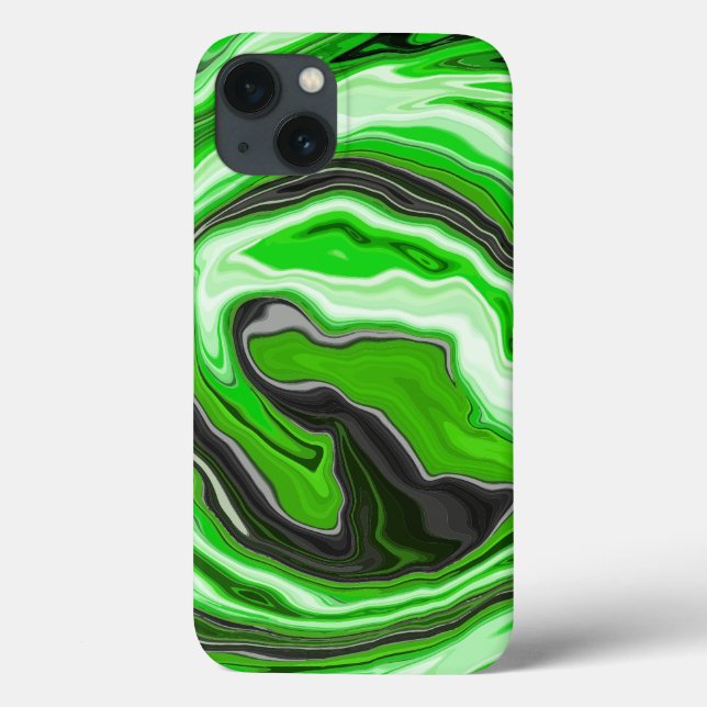 Lime Green and Black Marble like Swirls Fluid Art Case-Mate iPhone Case (Back)