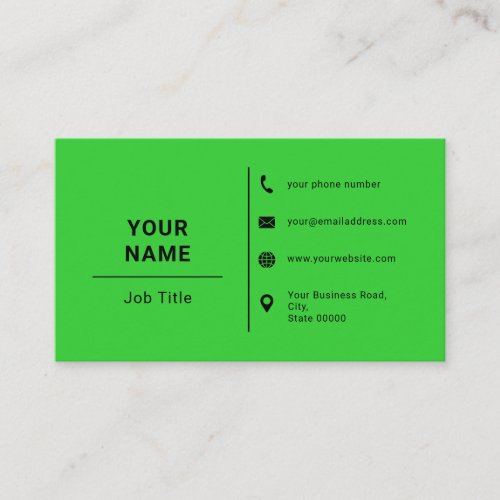 Lime Green And Black Minimalist Custom Logo Text Business Card