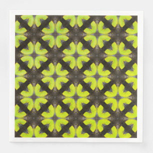 Lime Green and Black Modern Hipster Pattern Paper Dinner Napkins