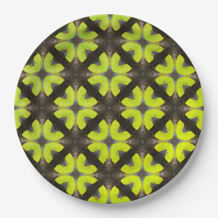Lime Green and Black Modern Hipster Pattern Paper Plates