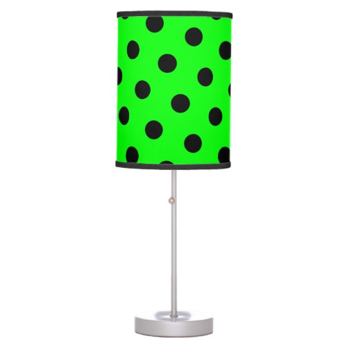 Lime Green and Black Polka Dots Table Lamp