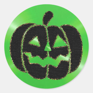 Lime Green and Black Pumpkin Halloween Stickers