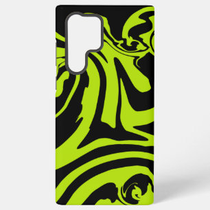 Lime Green and Black retro marble swirl Samsung Galaxy S22 Ultra Case
