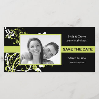 Lime Green and Black Save the Date Photo Cards