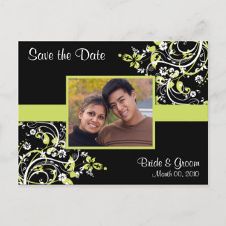 Lime Green and Black Save the Date Photo Postcards