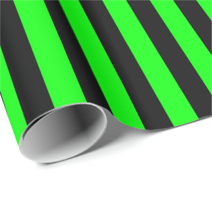 Lime Green and Black Stripe Wrapping Paper