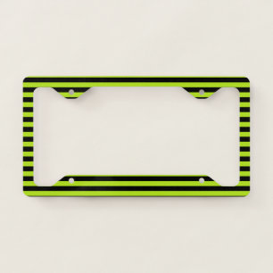 Lime Green and Black Stripes License Plate Frame