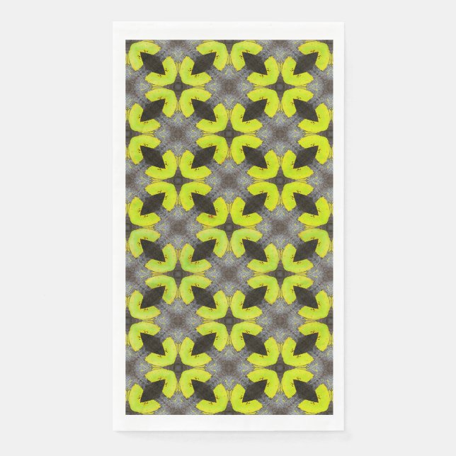 Lime Green and Black Tropical Pattern Paper Guest Towels (Front)