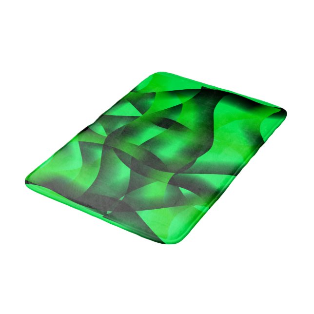 Lime green and black undulation, with shadow? bath mat (Angled)
