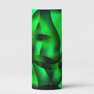 Lime green and black undulation, with shadow? pillar candle