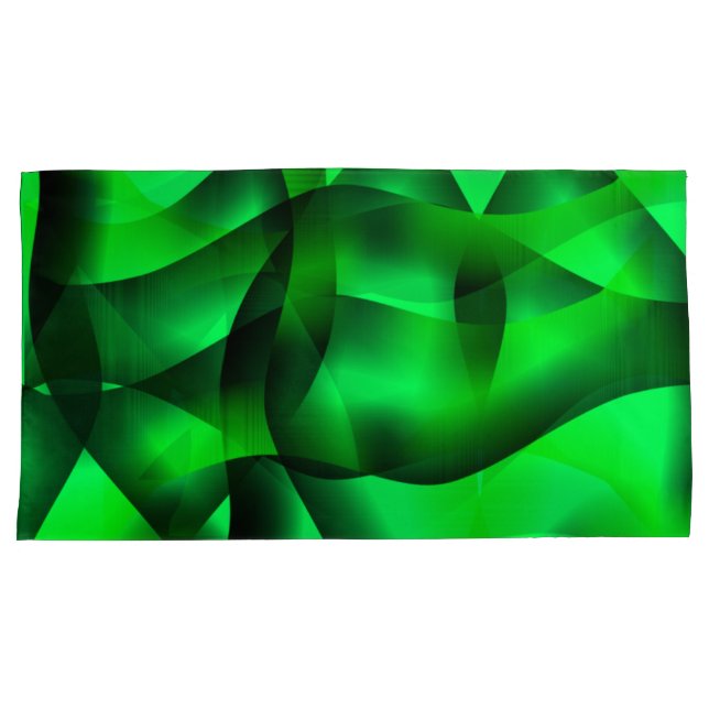 Lime green and black undulation, with shadow? pillow case (Front-Right)