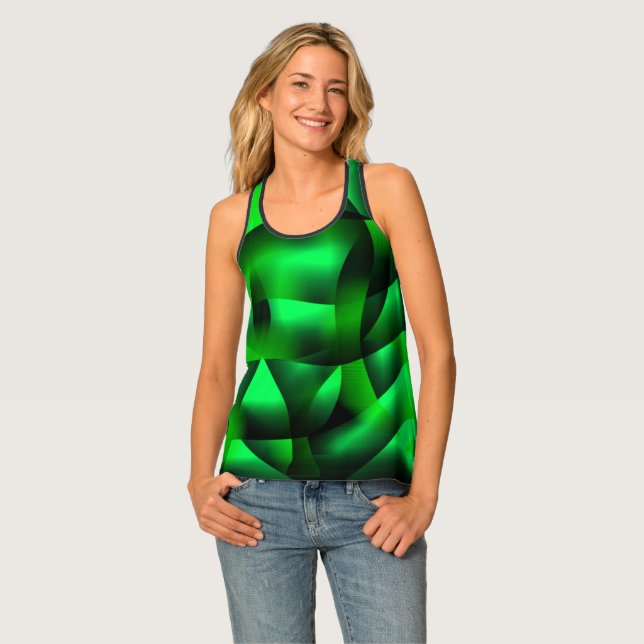 Lime green and black undulation, with shadow? tank top (Front Full)