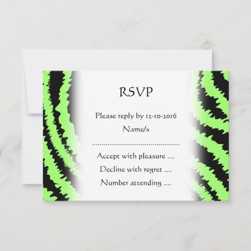 Lime Green and Black Zebra Print Pattern Personalized Announcements