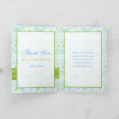Lime Green and Blue Floral Photo Thank you Card (Inside)